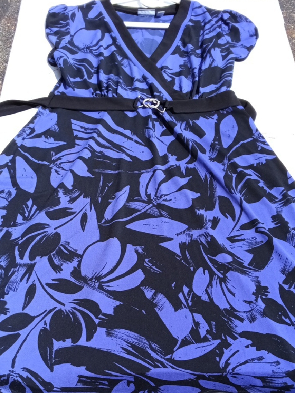 Apt. 9 Black and Blue Floral Wrap Dress